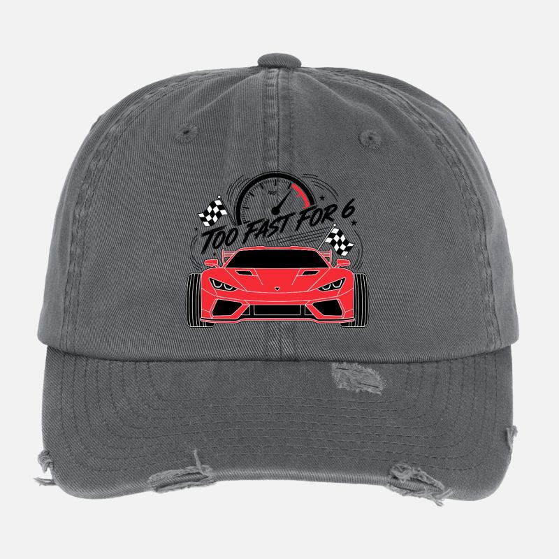 Trop rapide pour 6 voitures de course rouges Casquette vintage effet usé Flexfit