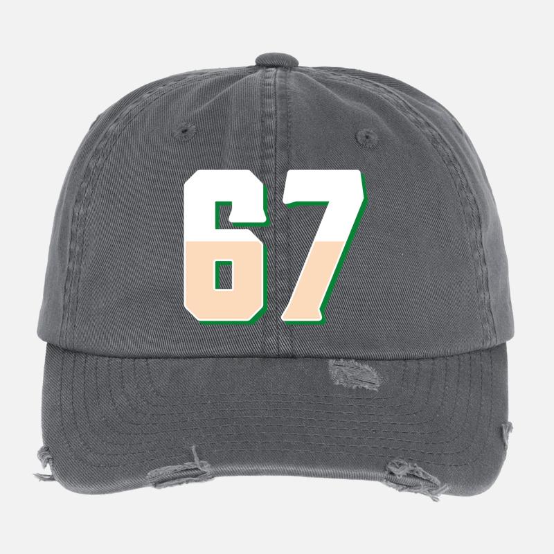 6 7 – Trendiges, minimalistisches Textdesign, Flexfit Vintage Destroyed Cap
