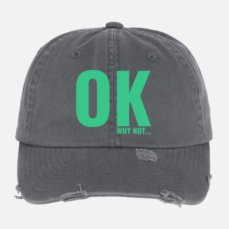 Okay, warum nicht ein Slogan-T-Shirt Flexfit Vintage Destroyed Cap