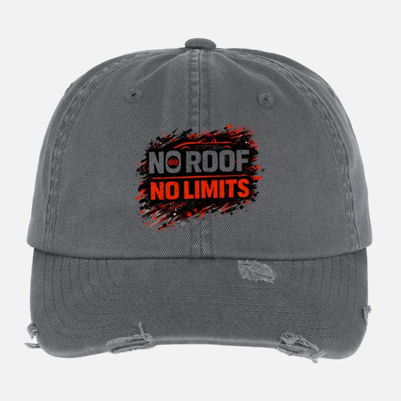 No Rules No Limits Car Convertible Saying Flexfit Vintage Destroyed Cap