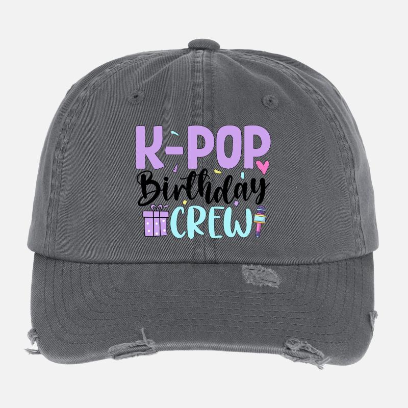 K Pop Birthday Crew Flexfit Vintage Destroyed Cap