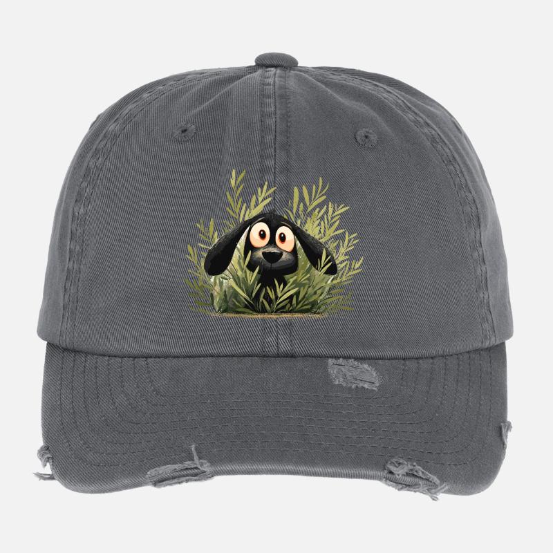 Sifflet de chien dans les buissons de la forêt Casquette vintage effet usé Flexfit