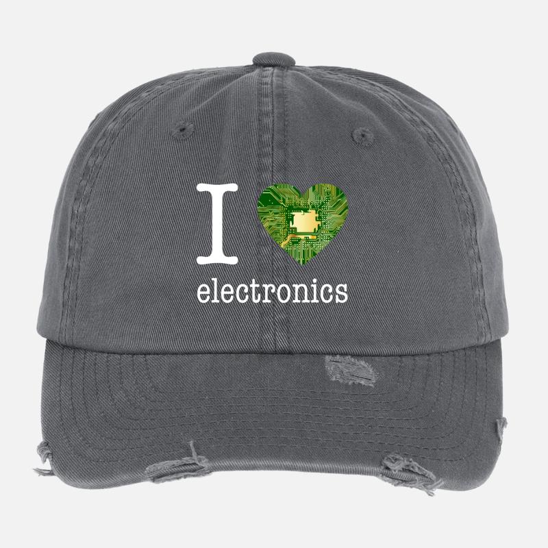 I love Electronics - Elektronik / Geschenk Idee Flexfit Vintage Destroyed Cap