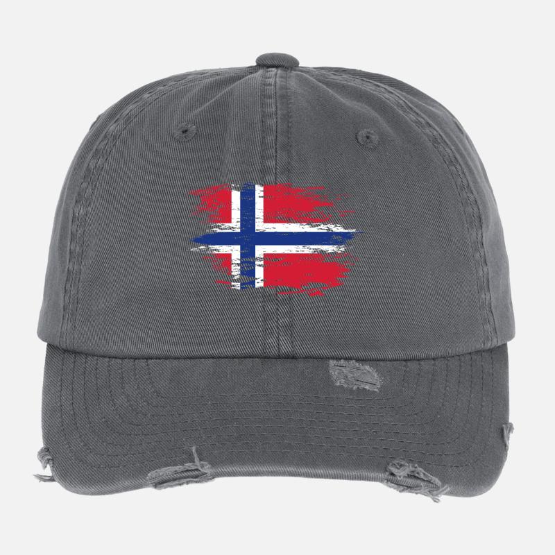 Norwegen Flagge used Flexfit Vintage Destroyed Cap
