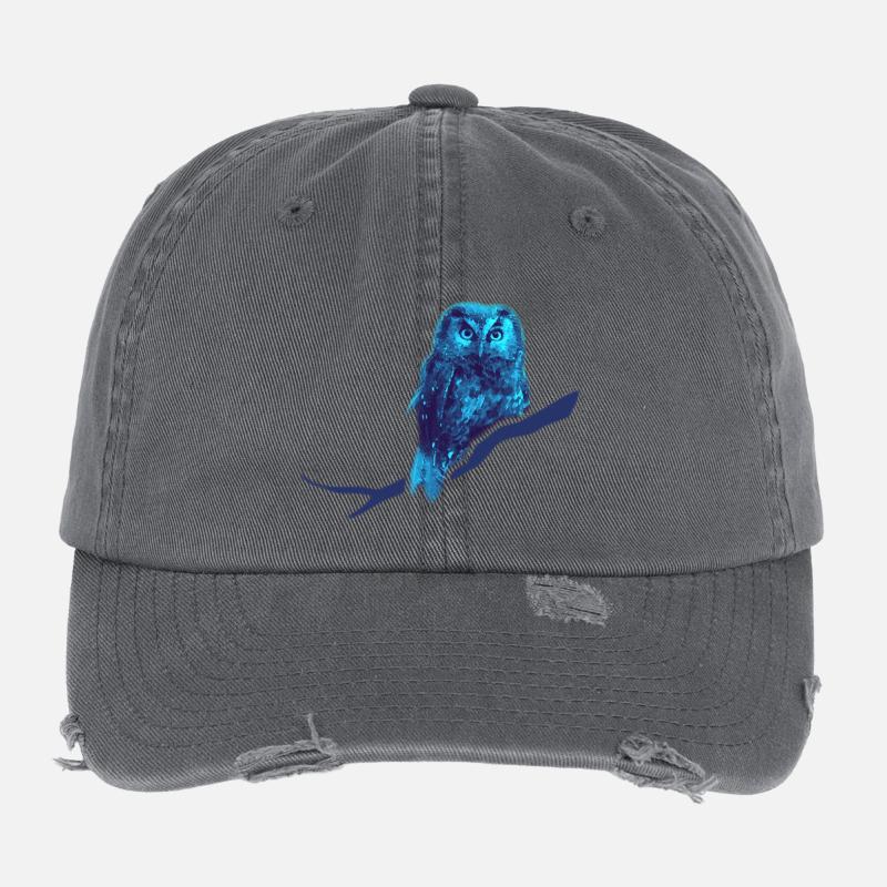 Eule kauz Uhu blau Flexfit Vintage Destroyed Cap