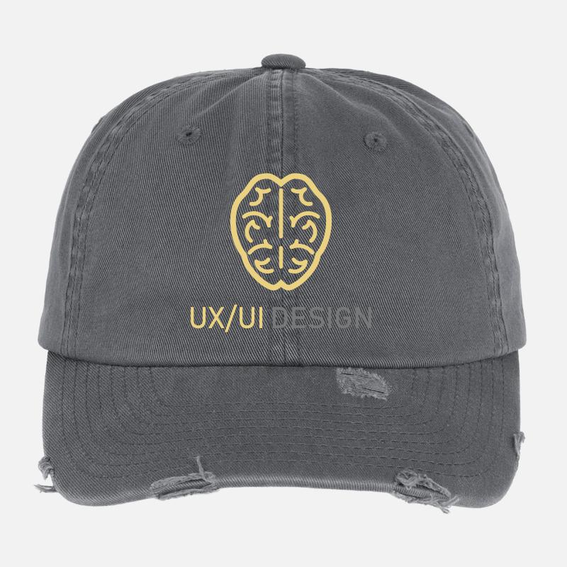 UX UI Design Logo Gehirn Denken Programmieren Flexfit Vintage Destroyed Cap