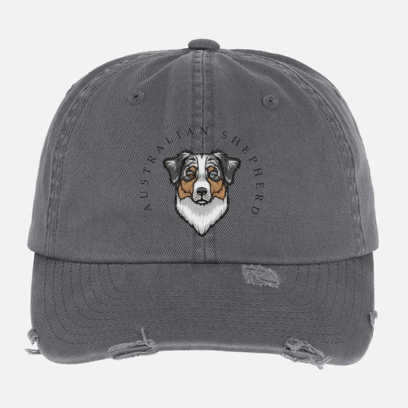 Australian Shepherd - Casquette vintage effet usé Flexfit - charbon