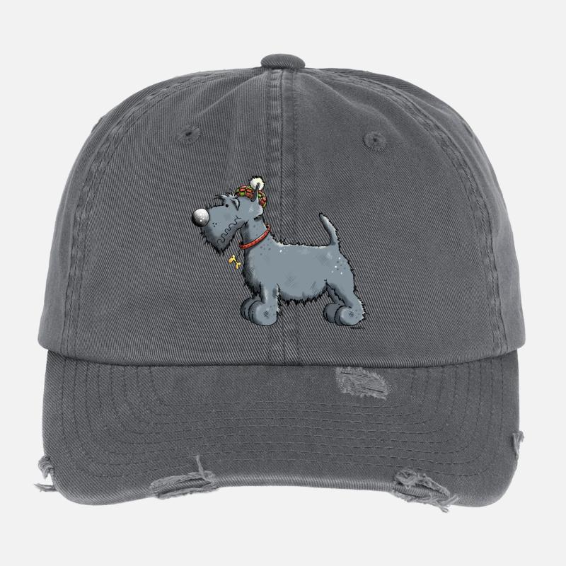 Funny Scottish Terrier Flexfit Vintage Destroyed Cap