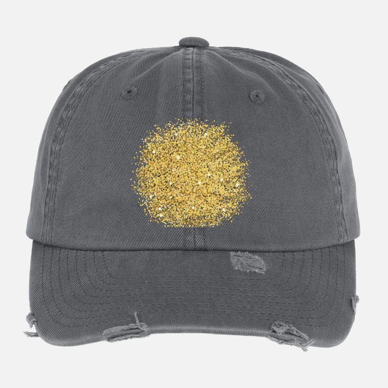 Gold Glitter Flexfit Vintage Destroyed Cap