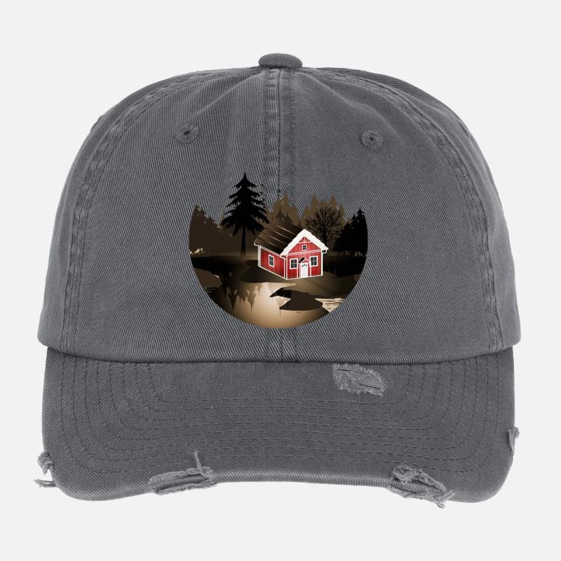 petite maison suédoise à l'orée de la forêt en sépia Casquette vintage effet usé Flexfit