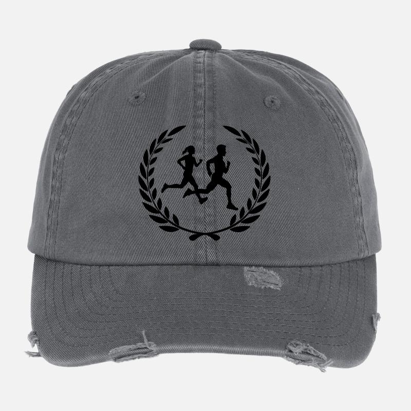 Sport prize laurel wreath heart runs Flexfit Vintage Destroyed Cap