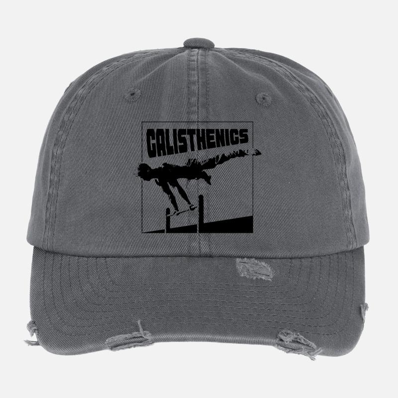 Calisthenics Planche Pose Silhouette Flexfit Vintage Destroyed Cap