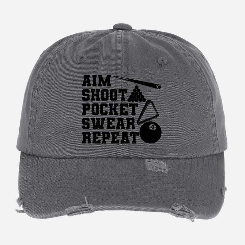 Aim Shoot Sink Repeat Flexfit Vintage Destroyed Cap
