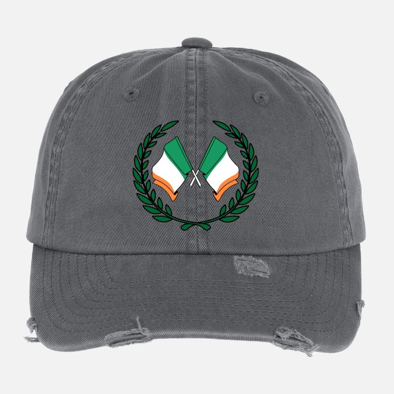 Flags Ireland in laurel wreath Flexfit Vintage Destroyed Cap