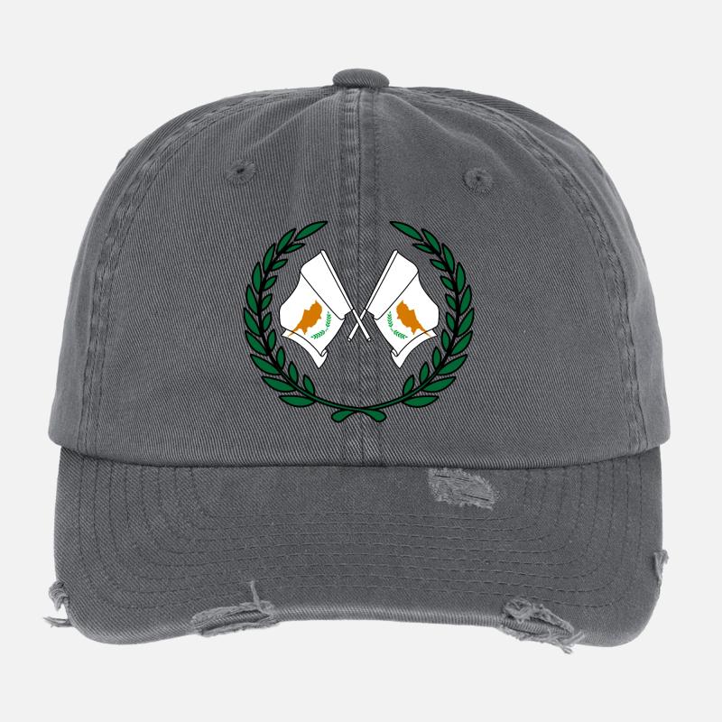 Flags cyprus in laurel wreath Flexfit Vintage Destroyed Cap