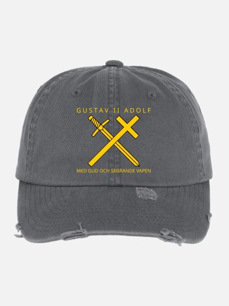 Gustav II. Adolf - Flexfit Vintage Destroyed Cap - Dunkelgrau - Vorne