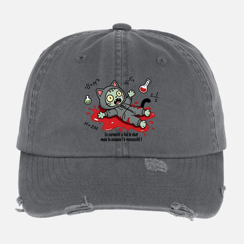 La curiosité a tué le chat, la science... Casquette vintage effet usé Flexfit