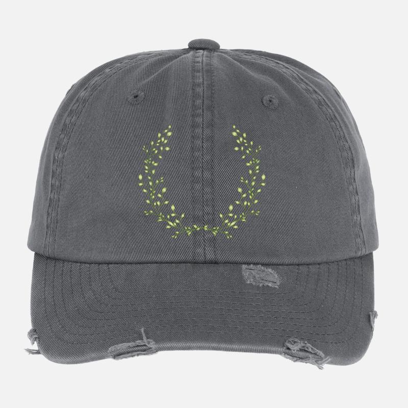 Demi-couronne délicate de branches vertes – motif nature Casquette vintage effet usé Flexfit