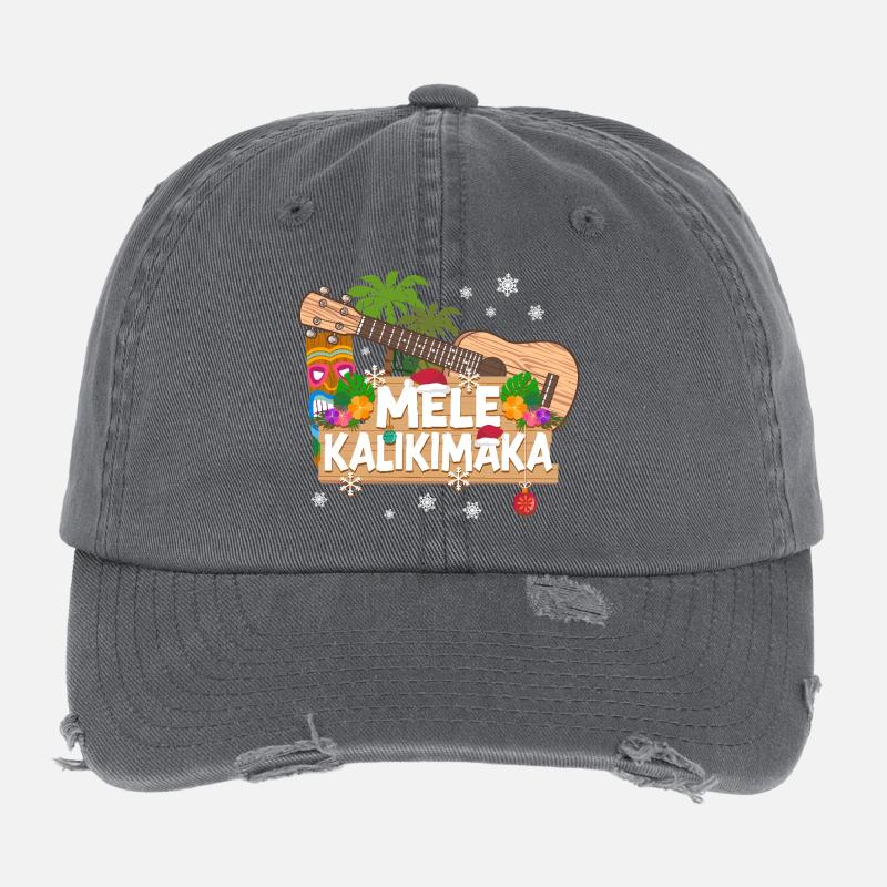 Ukulélé hawaïen Uke Christmas Casquette vintage effet usé Flexfit