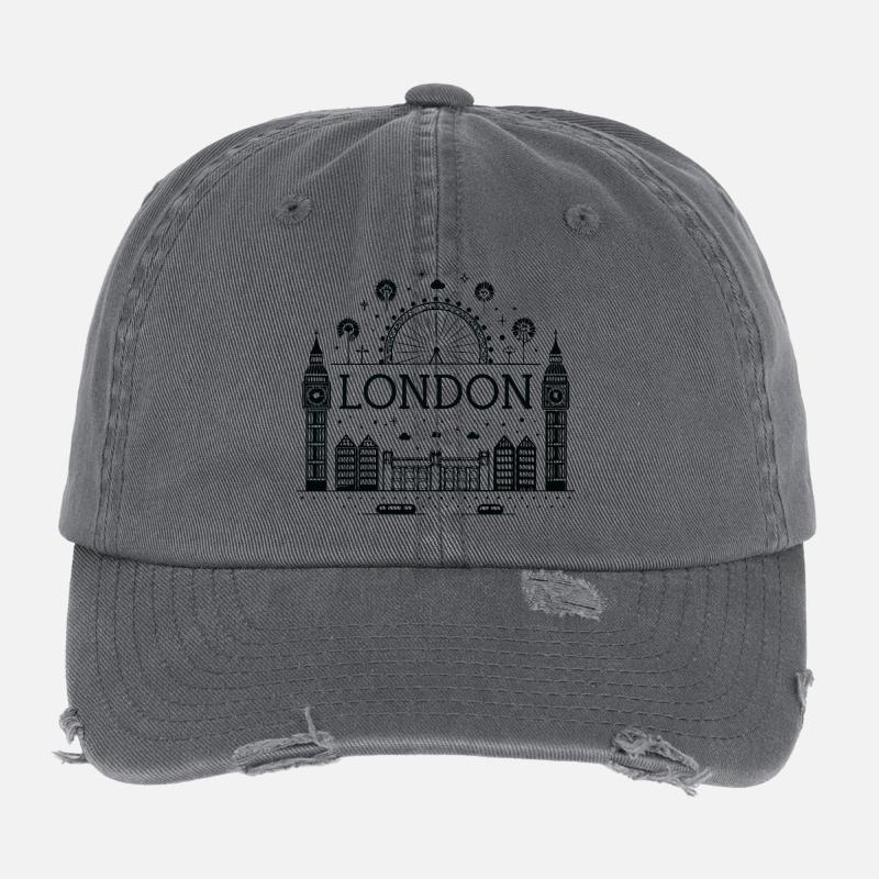 Londres Nuit Roue Big Ben Casquette vintage effet usé Flexfit