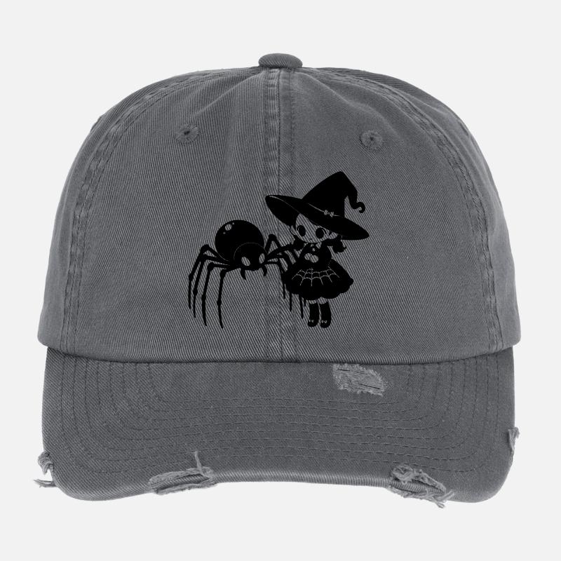 Sorcière mignonne avec motif d’araignée d’Halloween Casquette vintage effet usé Flexfit