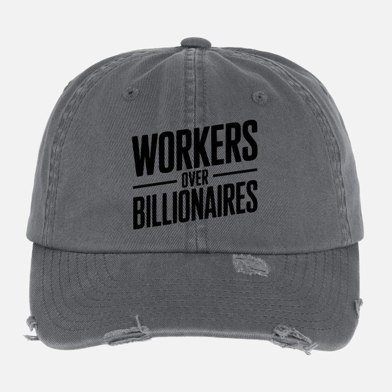 Workers Over Billionaires Flexfit Vintage Destroyed Cap