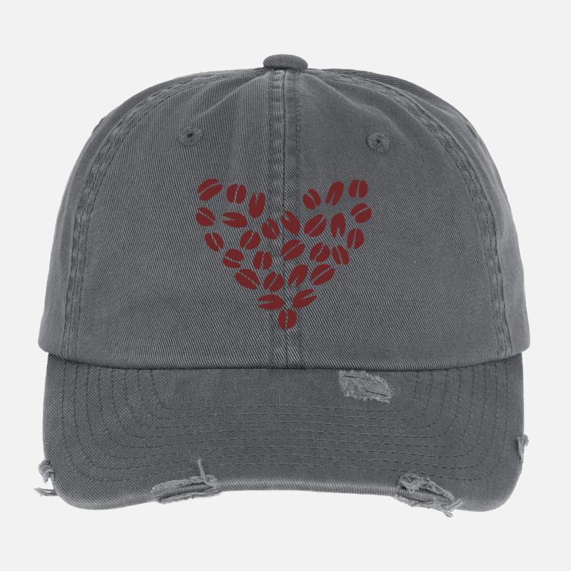 Coeur de grain de café Casquette vintage effet usé Flexfit