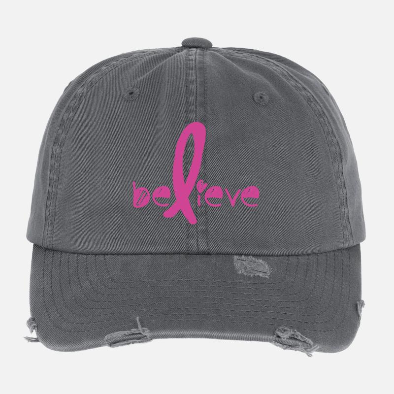 Croyez Combat de cancer Casquette vintage effet usé Flexfit