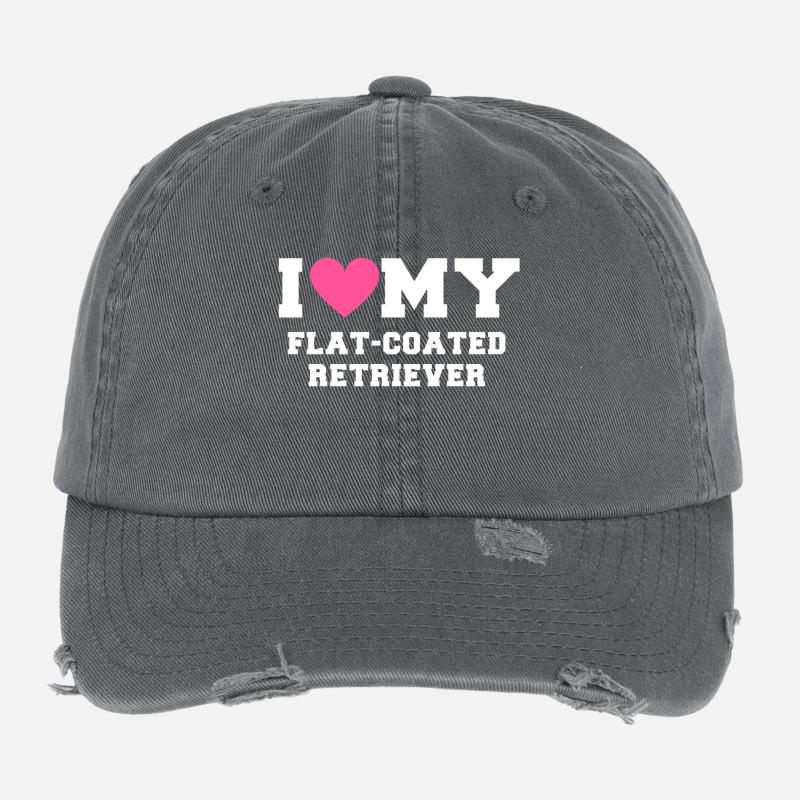 I love my Flat Coated Retriever Flexfit Vintage Destroyed Cap