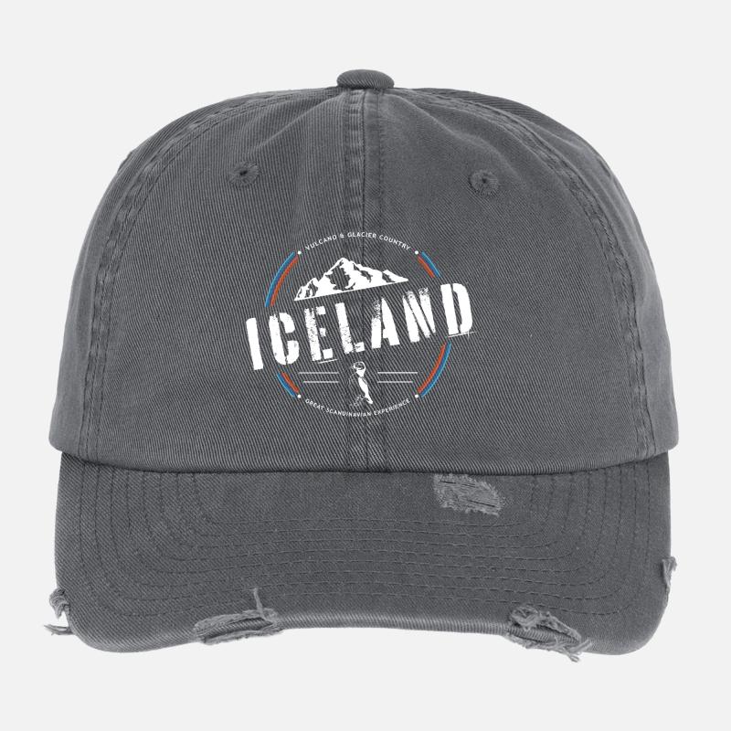 Islande - Vulcano et Glacier Casquette vintage effet usé Flexfit