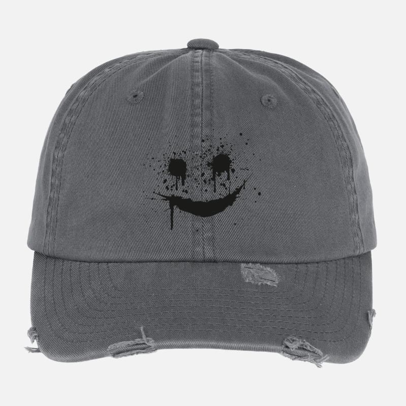smilie smiley smileys gesicht face - Casquette vintage effet usé Flexfit - charbon