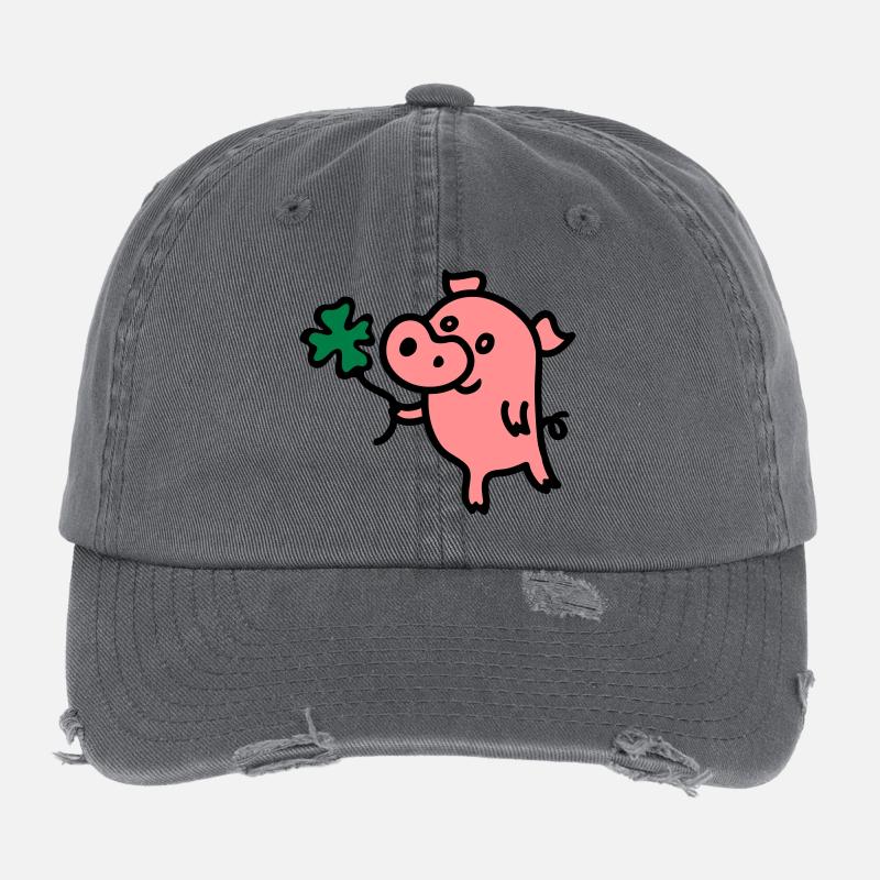 Schweinchen Klee 3 Flexfit Vintage Destroyed Cap