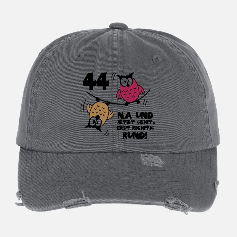 44. Geburtstag - Eulen "na und" Flexfit Vintage Destroyed Cap
