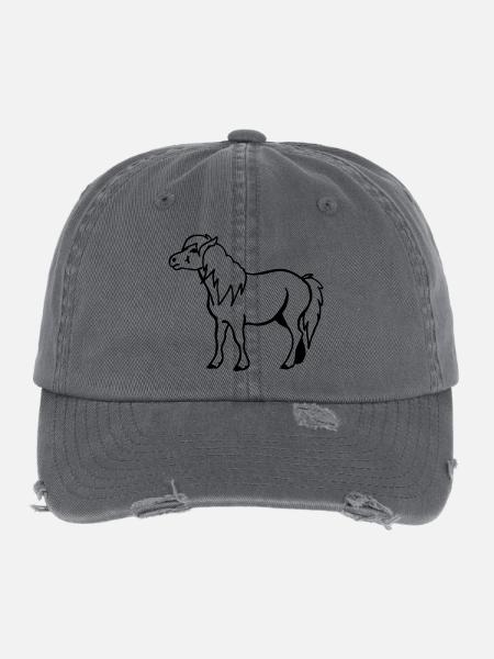 Pony horse - Flexfit Vintage Destroyed Cap - dark grey - Front