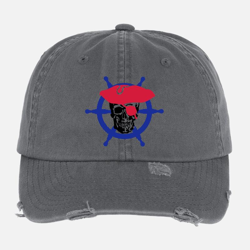 skull pirate Flexfit Vintage Destroyed Cap