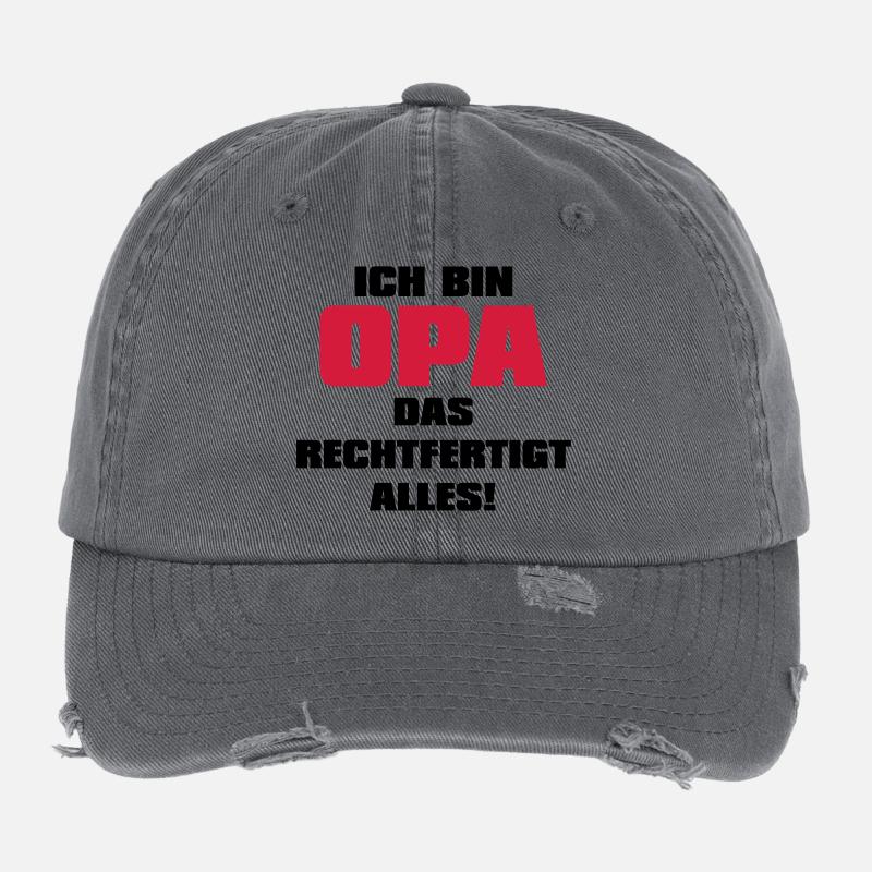 Ich bin Opa - Großvater Sprüche Geschenk Enkel Opi Flexfit Vintage Destroyed Cap