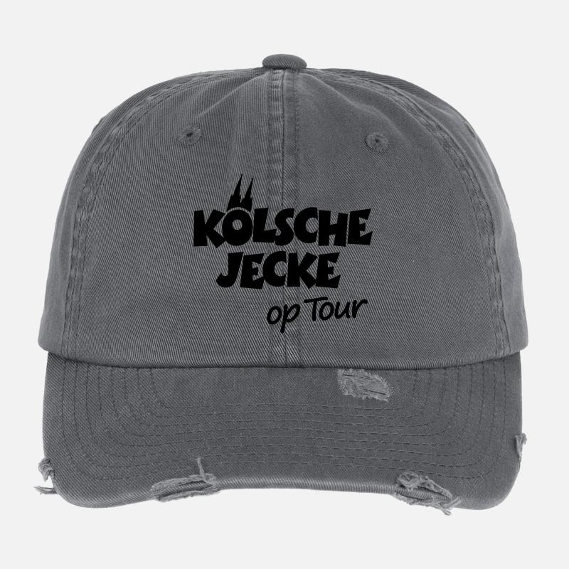 Kölsche Jecke op Tour Köln mit Kölner Dom Flexfit Vintage Destroyed Cap