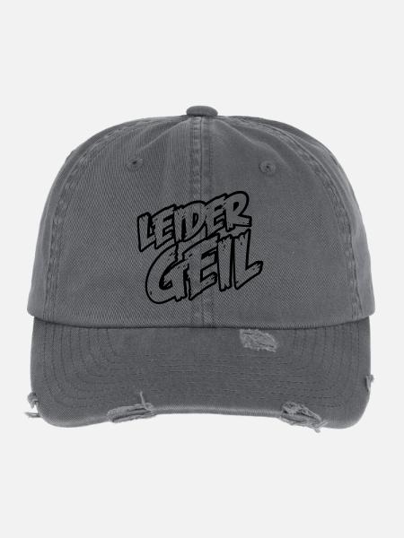 leider_geil - Flexfit Vintage Destroyed Cap - Dunkelgrau - Vorne