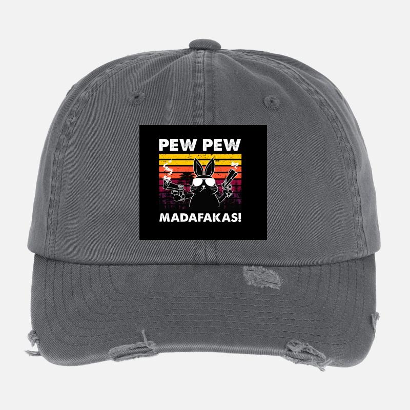 Rabbit Pew Pew Mask Flexfit Vintage Destroyed Cap