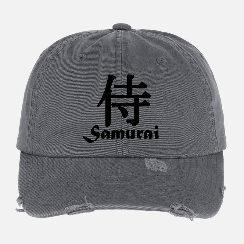 Samurai mit Text Flexfit Vintage Destroyed Cap
