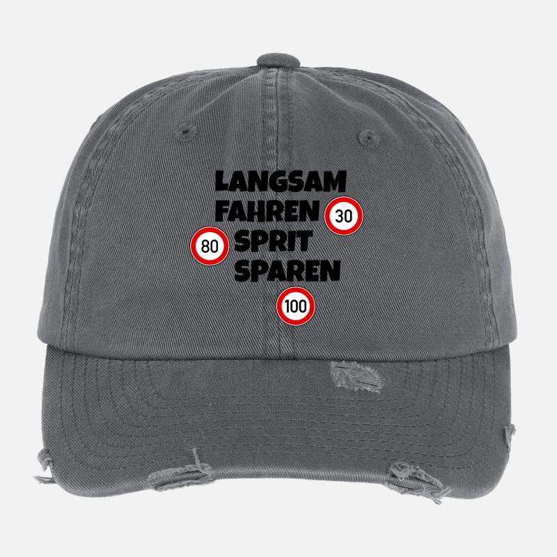 Langsam fahren - Sprit sparen - Tempolimit Flexfit Vintage Destroyed Cap