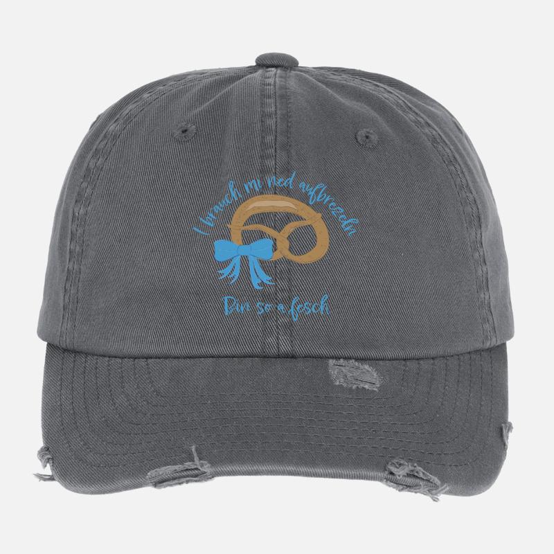 I brauch mi net aufbrezeln! Brezel, Schleife Flexfit Vintage Destroyed Cap