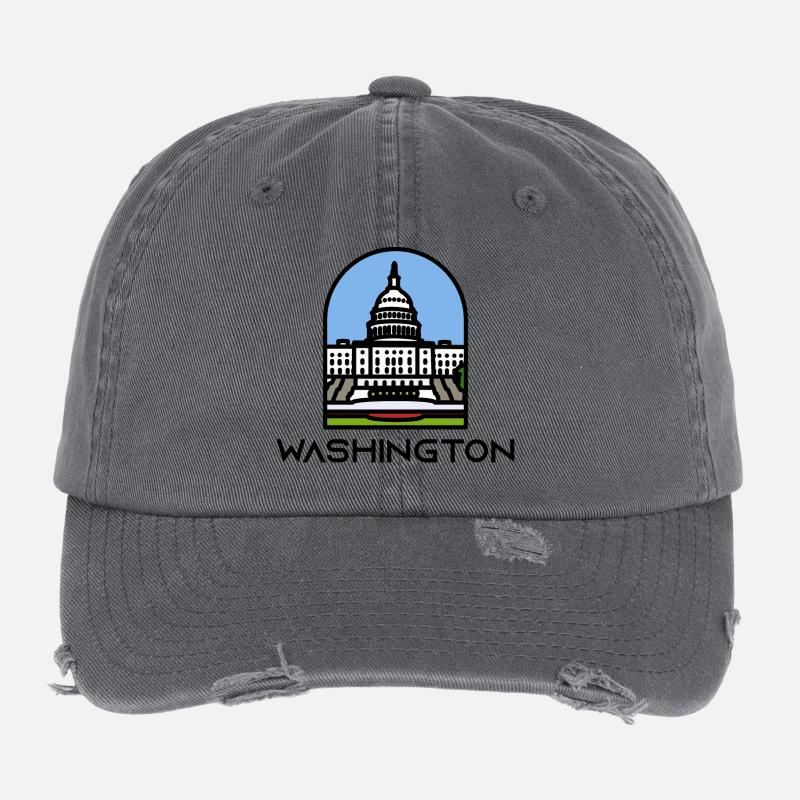 Washington - Washington State Capitol Flexfit Vintage Destroyed Cap