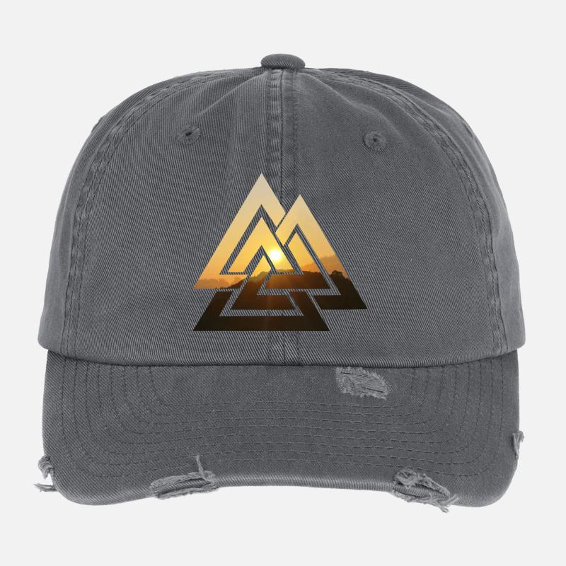 Valknut Wotansknoten Valhalla Sun Flexfit Vintage Destroyed Cap