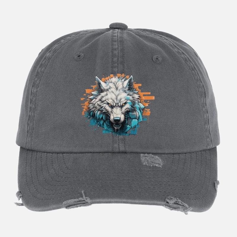Geist des Nordens - Graffiti-Stil Flexfit Vintage Destroyed Cap