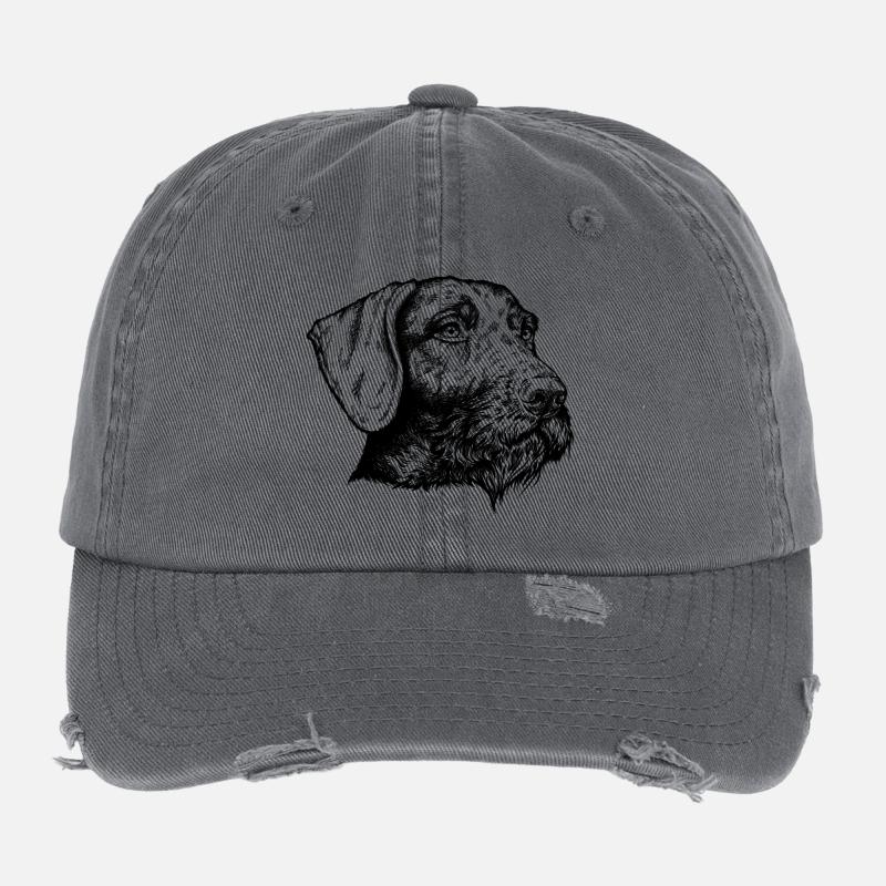 Deutsch Drahthaar Portrait Flexfit Vintage Destroyed Cap