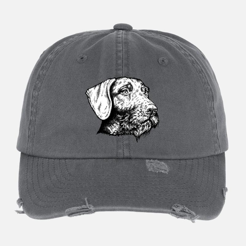 German Wirehaired Portrait Flexfit Vintage Destroyed Cap