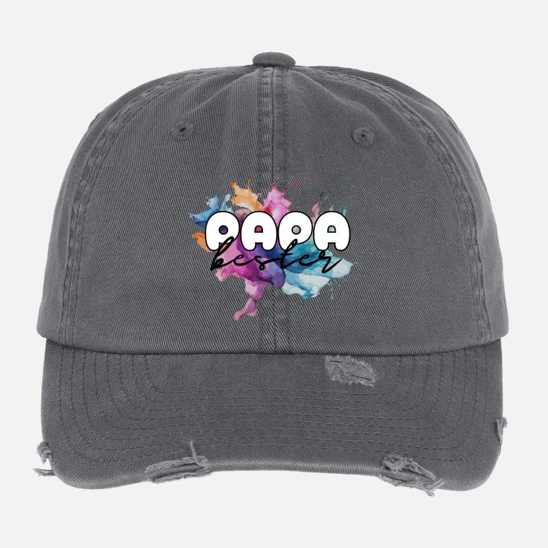 Bester Papa, Vatertag, Männertag, Papi, Vater Flexfit Vintage Destroyed Cap