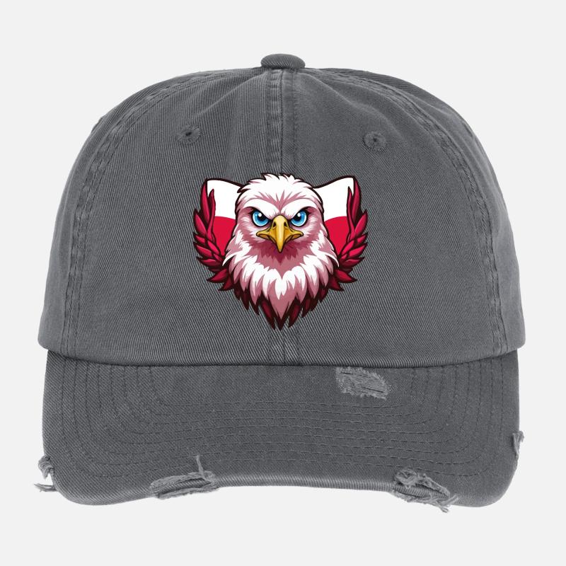 Aigle Polska Pologne Drapeau polonais Casquette vintage effet usé Flexfit