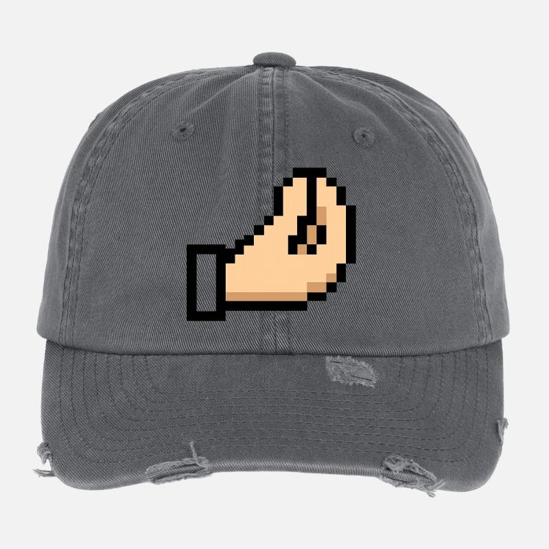 Pixel Hand Cursor Design Italia Flexfit Vintage Destroyed Cap